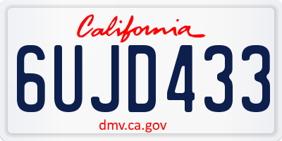 CA license plate 6UJD433