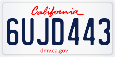 CA license plate 6UJD443