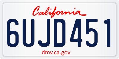 CA license plate 6UJD451