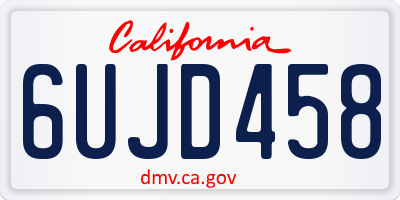 CA license plate 6UJD458