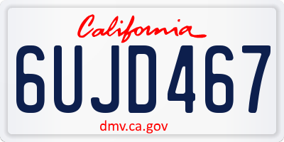 CA license plate 6UJD467