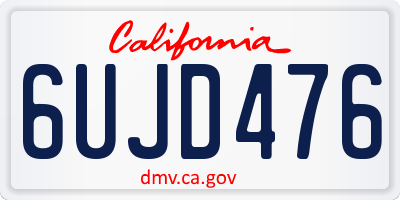 CA license plate 6UJD476