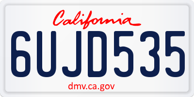 CA license plate 6UJD535