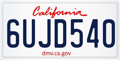 CA license plate 6UJD540