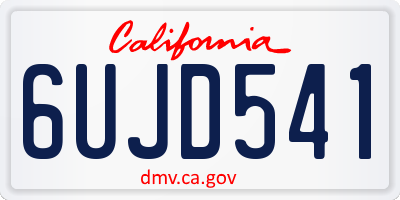 CA license plate 6UJD541