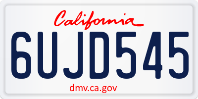 CA license plate 6UJD545