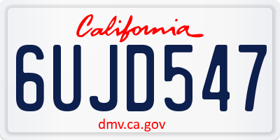 CA license plate 6UJD547
