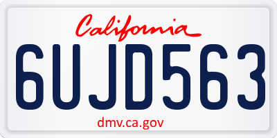 CA license plate 6UJD563
