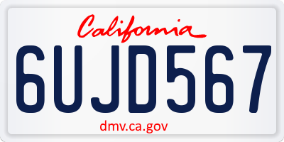 CA license plate 6UJD567