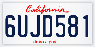 CA license plate 6UJD581