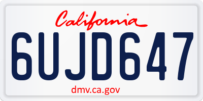 CA license plate 6UJD647