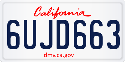 CA license plate 6UJD663