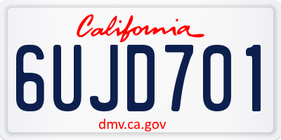 CA license plate 6UJD701