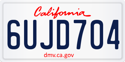 CA license plate 6UJD704