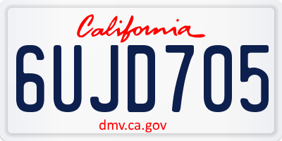 CA license plate 6UJD705