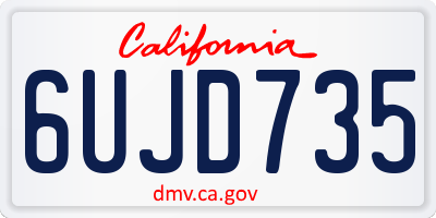 CA license plate 6UJD735