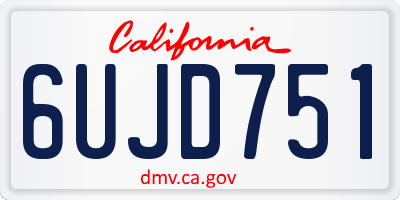 CA license plate 6UJD751