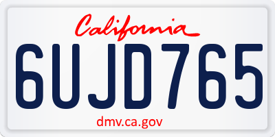 CA license plate 6UJD765