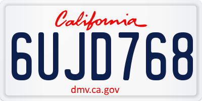 CA license plate 6UJD768