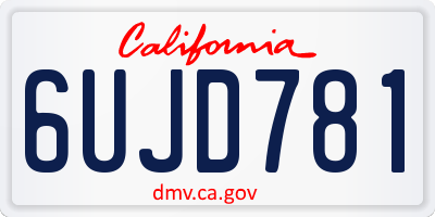CA license plate 6UJD781