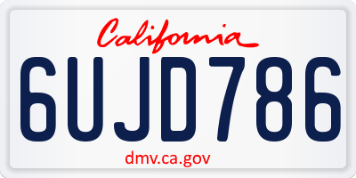 CA license plate 6UJD786