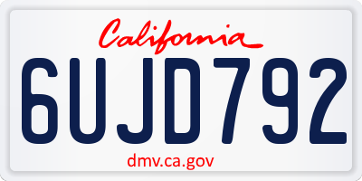 CA license plate 6UJD792