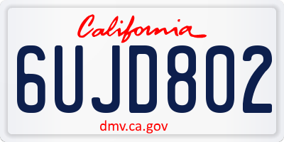 CA license plate 6UJD802