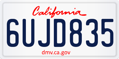 CA license plate 6UJD835