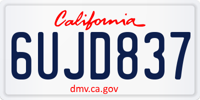 CA license plate 6UJD837