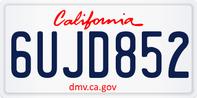 CA license plate 6UJD852