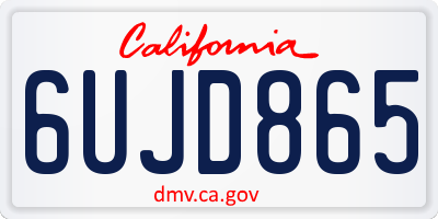 CA license plate 6UJD865