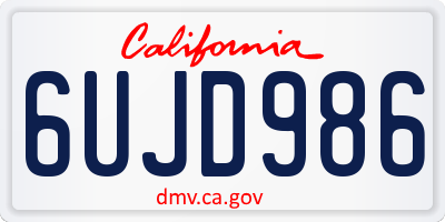 CA license plate 6UJD986