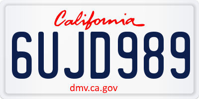 CA license plate 6UJD989