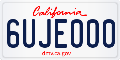 CA license plate 6UJE000