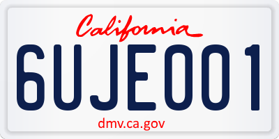 CA license plate 6UJE001