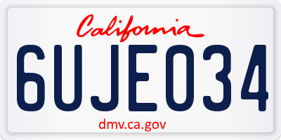 CA license plate 6UJE034