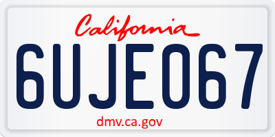 CA license plate 6UJE067