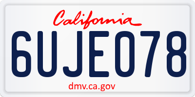 CA license plate 6UJE078