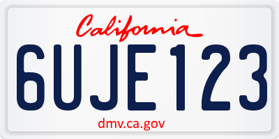 CA license plate 6UJE123