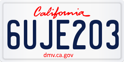 CA license plate 6UJE203
