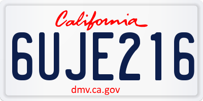 CA license plate 6UJE216