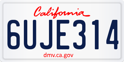 CA license plate 6UJE314