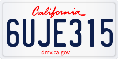 CA license plate 6UJE315