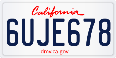 CA license plate 6UJE678