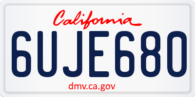 CA license plate 6UJE680