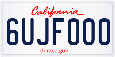 CA license plate 6UJF000