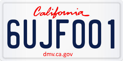 CA license plate 6UJF001
