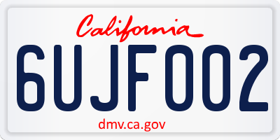 CA license plate 6UJF002