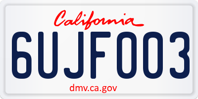 CA license plate 6UJF003