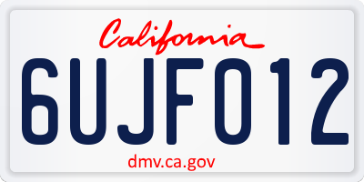 CA license plate 6UJF012